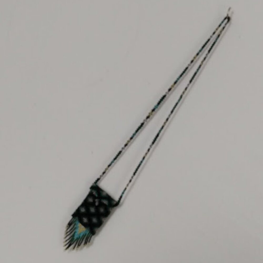 Little Beaded Geen Blue Black and White Bag with Beaded Tassels